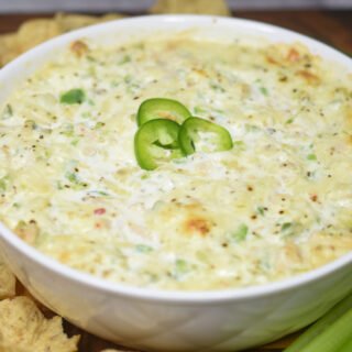 Hot from the oven Jalapeno Chicken Dip ready to enjoy