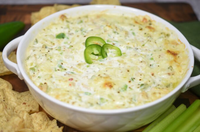Hot from the oven Jalapeno Chicken Dip ready to enjoy