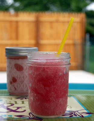 Frozen Chambord Margarita recipe in a mason jar
