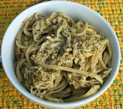 Creamy Pesto Pasta with Roasted Chicken