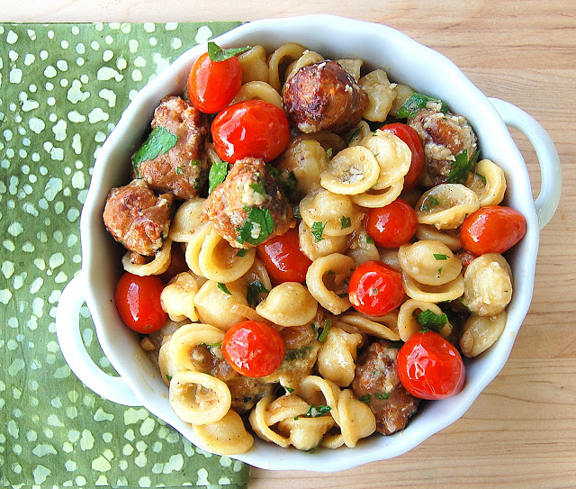 Orecchiette with Roasted Tomatoes and Sausage