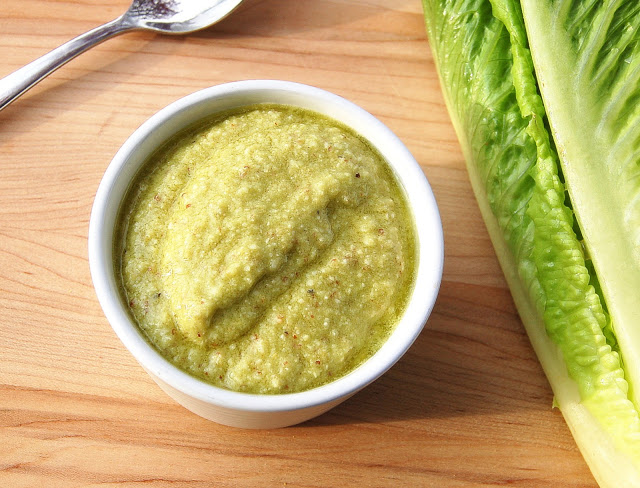 Grilled Romaine with Avocado-Caesar Dressing
