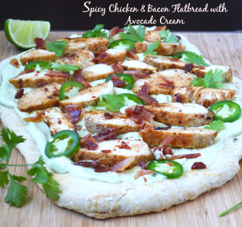 Spicy Chicken & Bacon Flatbread with Avocado Cream