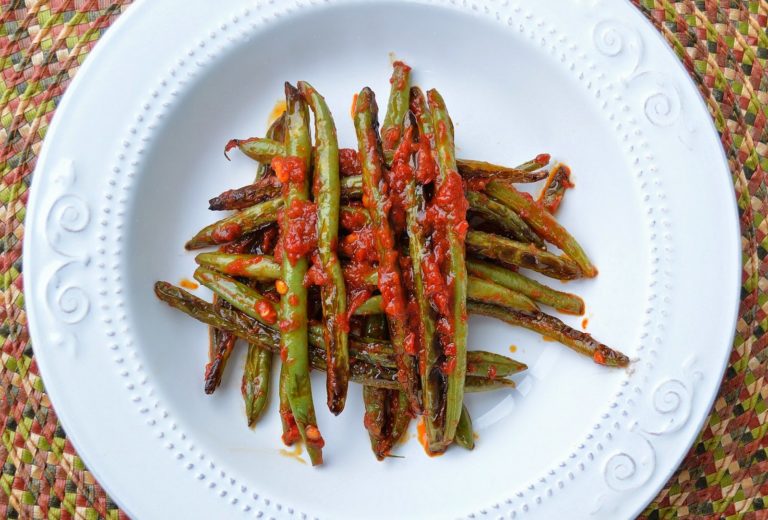 Charred Green Beans Tossed with Harissa