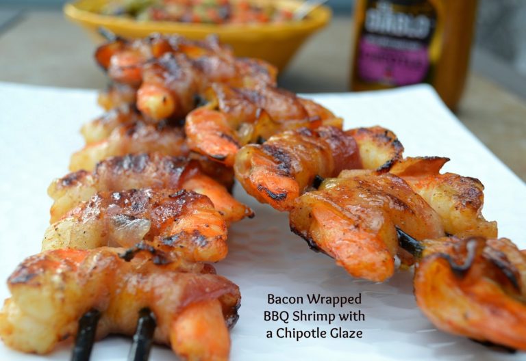 Bacon Wrapped BBQ Shrimp with a Chipotle Mustard Glaze