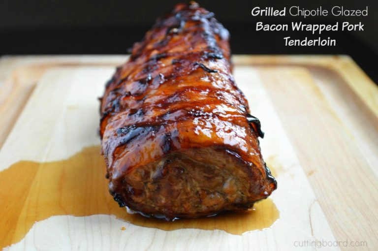 Grilled Bacon Wrapped Pork Tenderloin with Chipotle Glaze