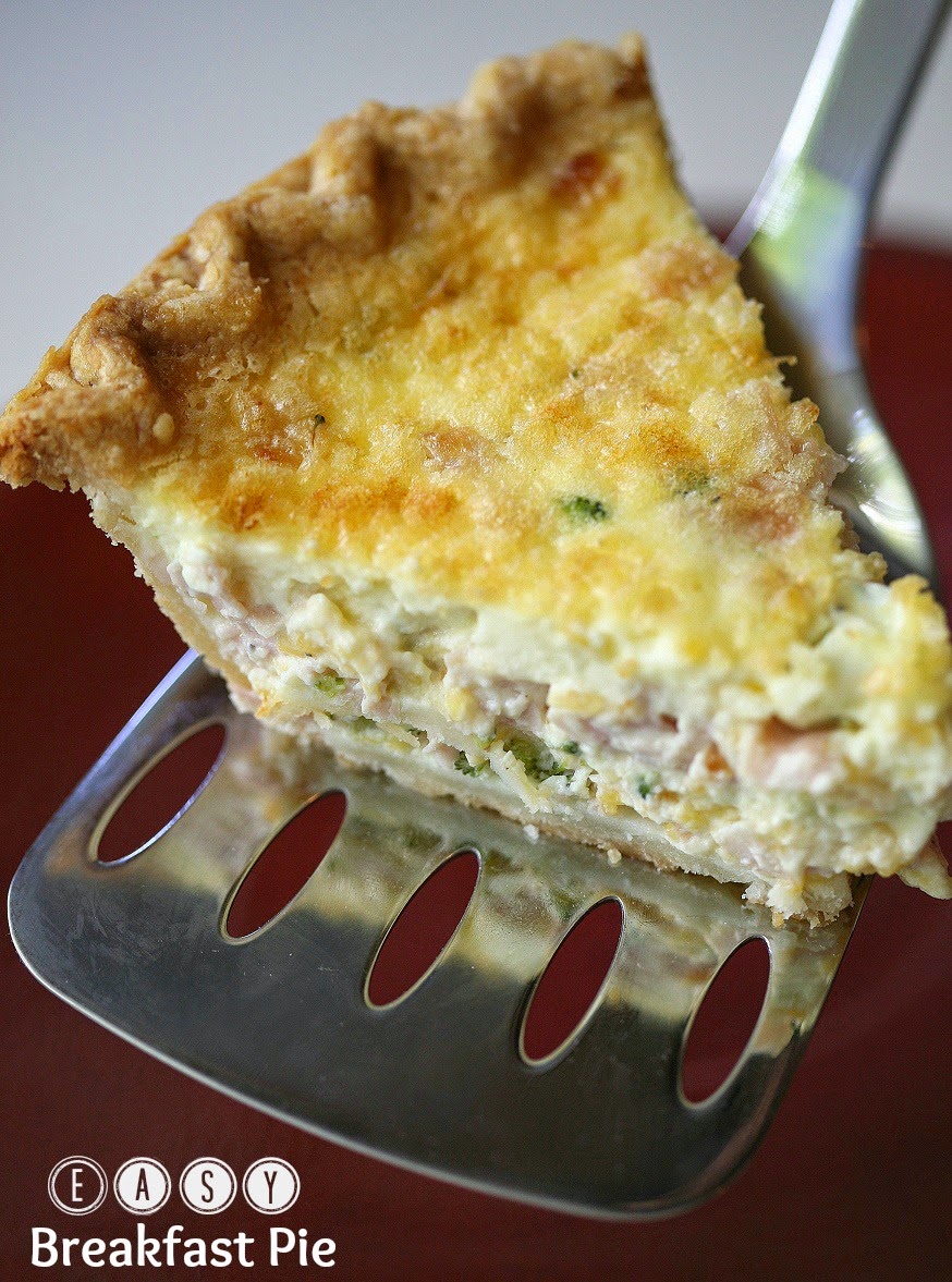 How to make a breakfast pie with egg, ham and cheese with a crust