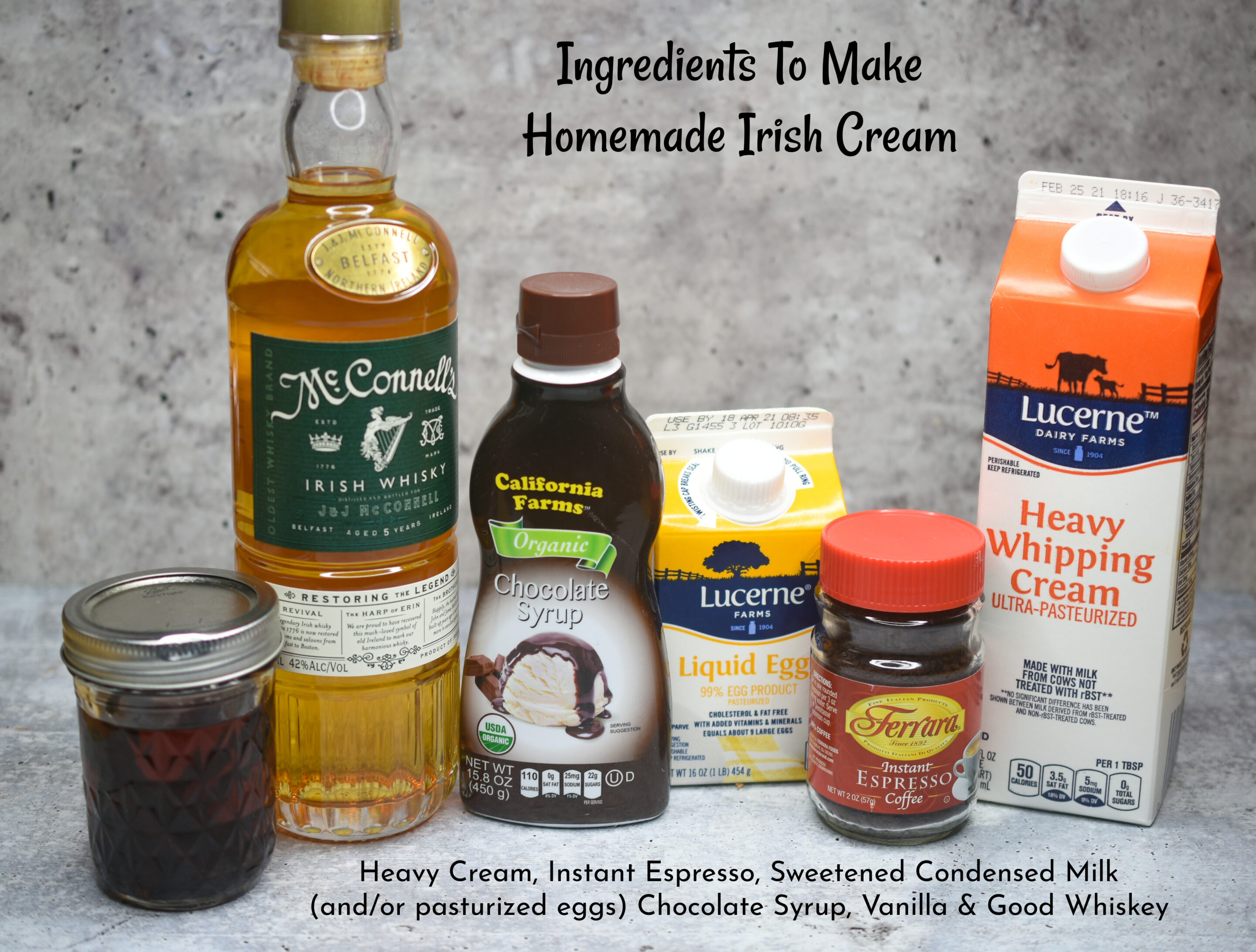 Ingredients to make Homemade Irish Cream
