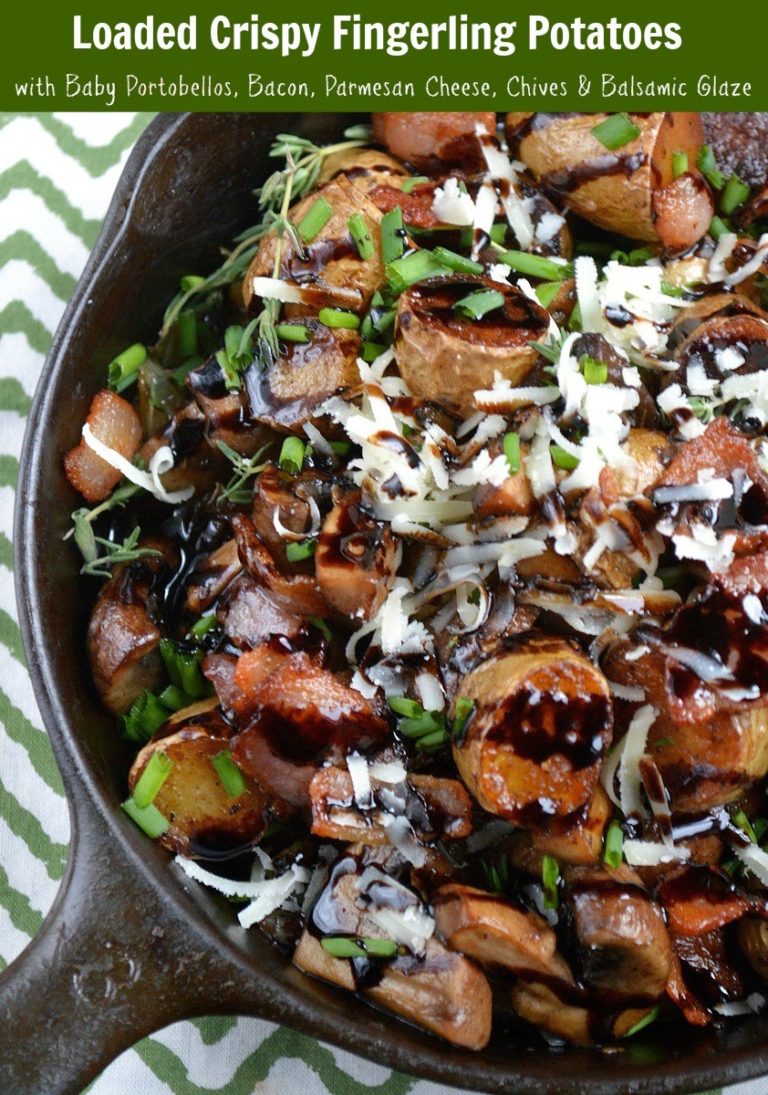 Crispy Fingerling Potatoes With Caramelized Onions Mushrooms and Bacon
