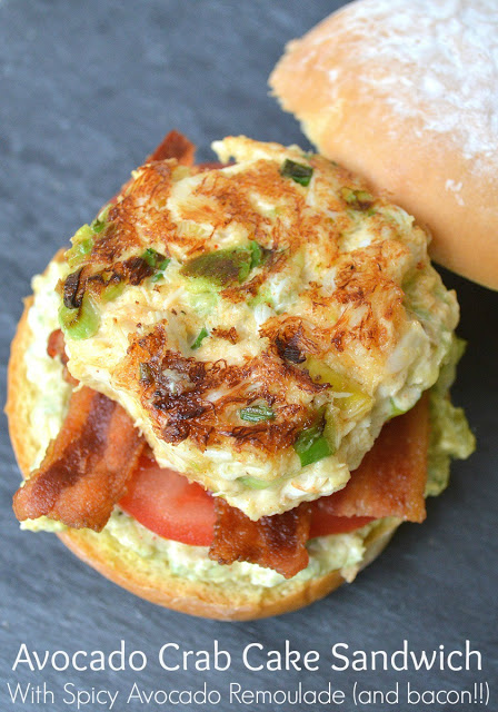 Avocado Crab Cake Sandwiches With Bacon & Spicy Avocado Remoulade