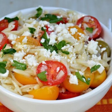 Orzo With Tomatoes Feta and Greek Dressing