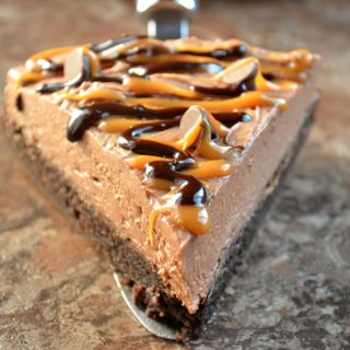 Brownie Bottom No Bake Chocolate Cheesecake Slice