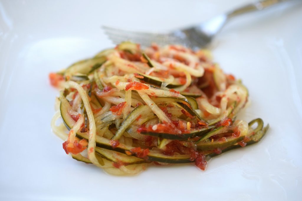 Spicy Pickled Spiralized Cucumbers