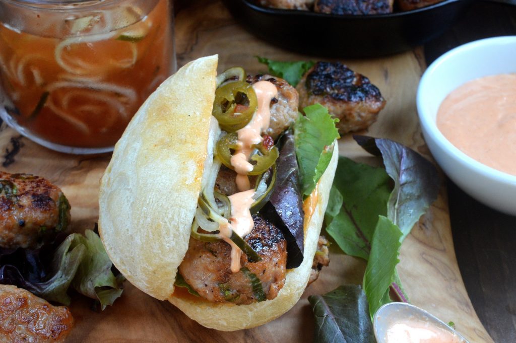 Pork Banh Mi Meatball Sandwich