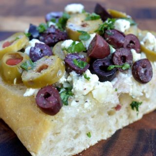 Greek Garlic Bread - Garlic Bread with Olives & Feta Cheese