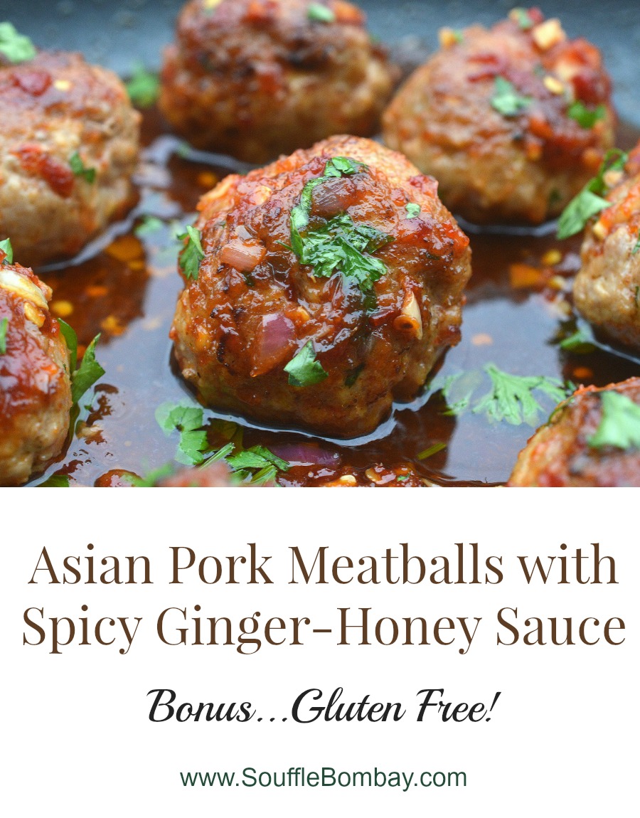 Recipe for Asian Pork Meatballs (Gluten Free Too) with Spicy Ginger-Honey Sauce