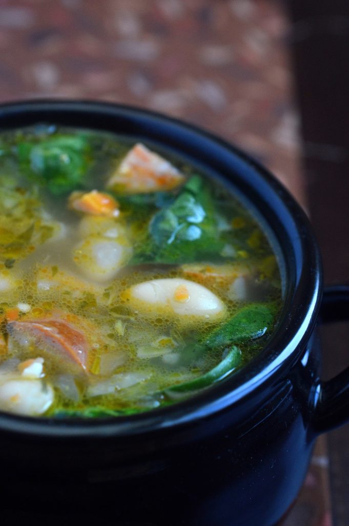 White Bean Chorizo & Spinach Soup