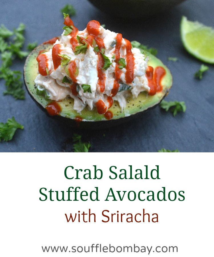 Crab Salad Stuffed Avocados with Sriracha Such a great Spring Summer Lunch or Starter!