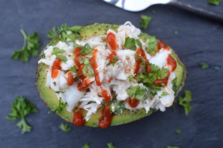 Crab Salad Stuffed Avocados, easy light and delicious!