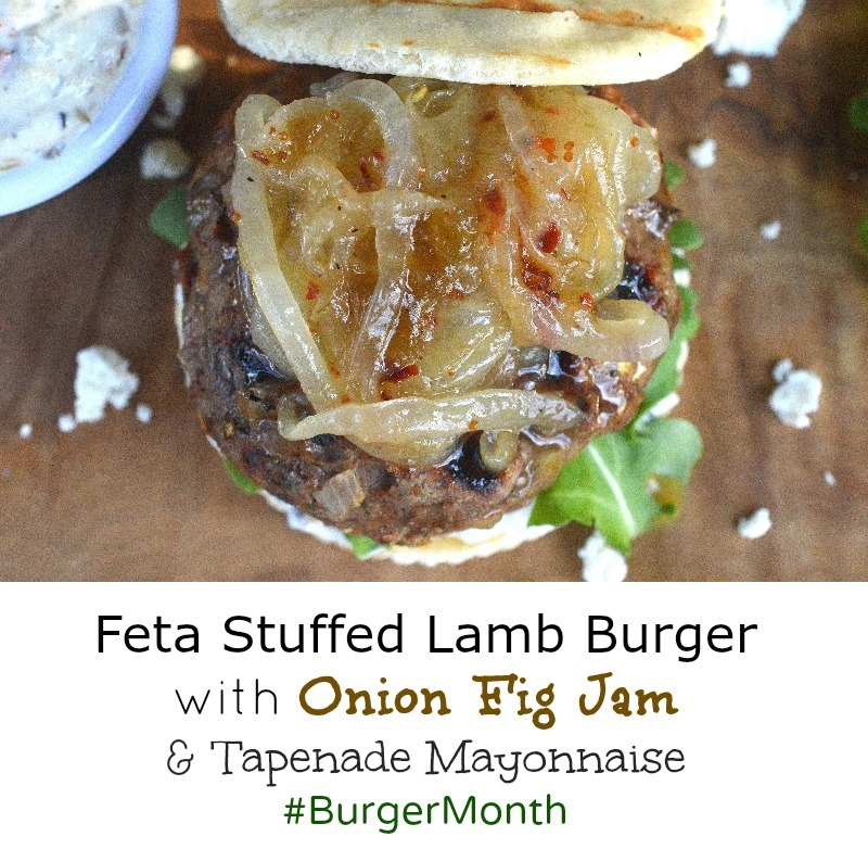 Feta Stuffed Lamb Burger with Onion Fig Jam #BurgerMonth