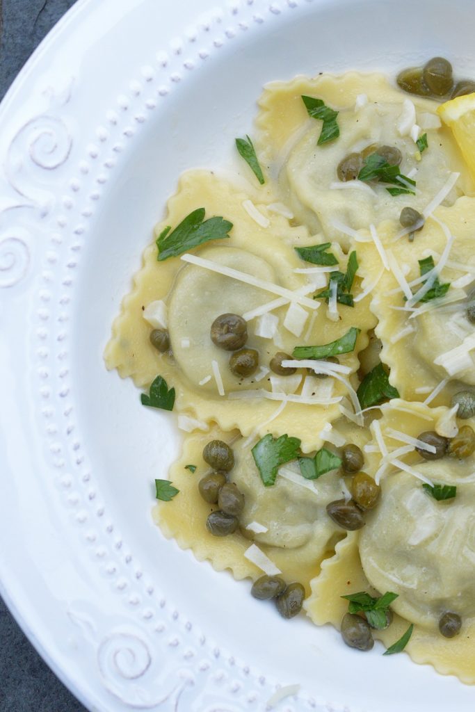 Spinach & Cheese Ravioli with Francaise Sauce