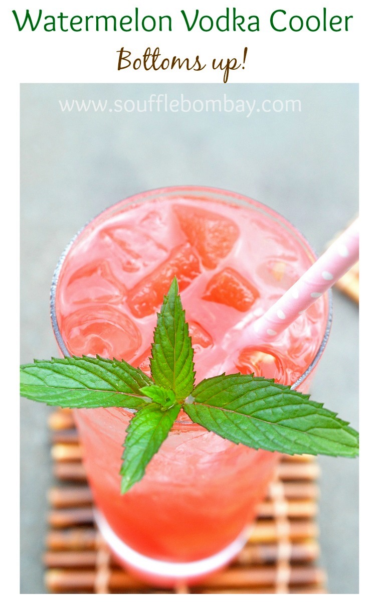 Watermelon Vodka Cocktail recipe in a glass garnished with mint