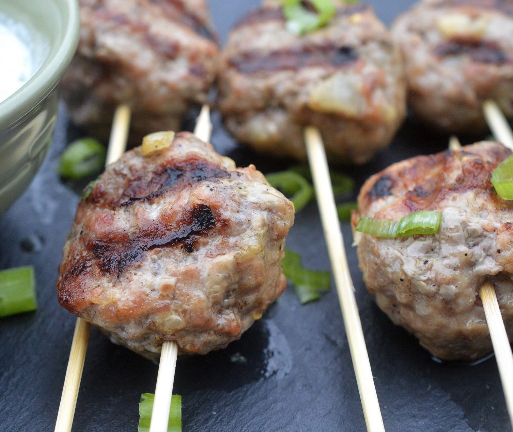 Grilled Greek Lamb Meatballs with Tzatziki Sauce, so good! 