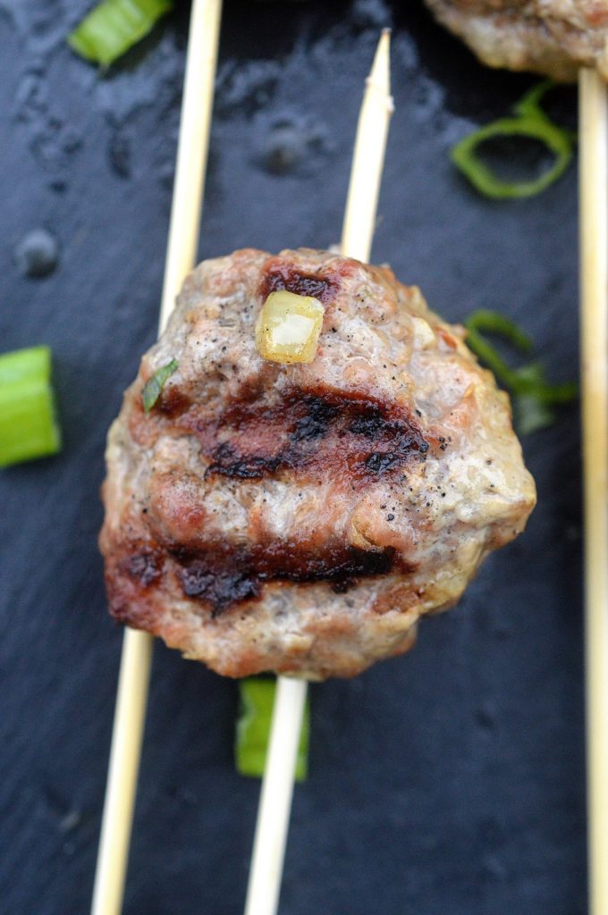 Grilled Greek Lamb Meatballs with Tzatziki Sauce, so good! Gluten free.