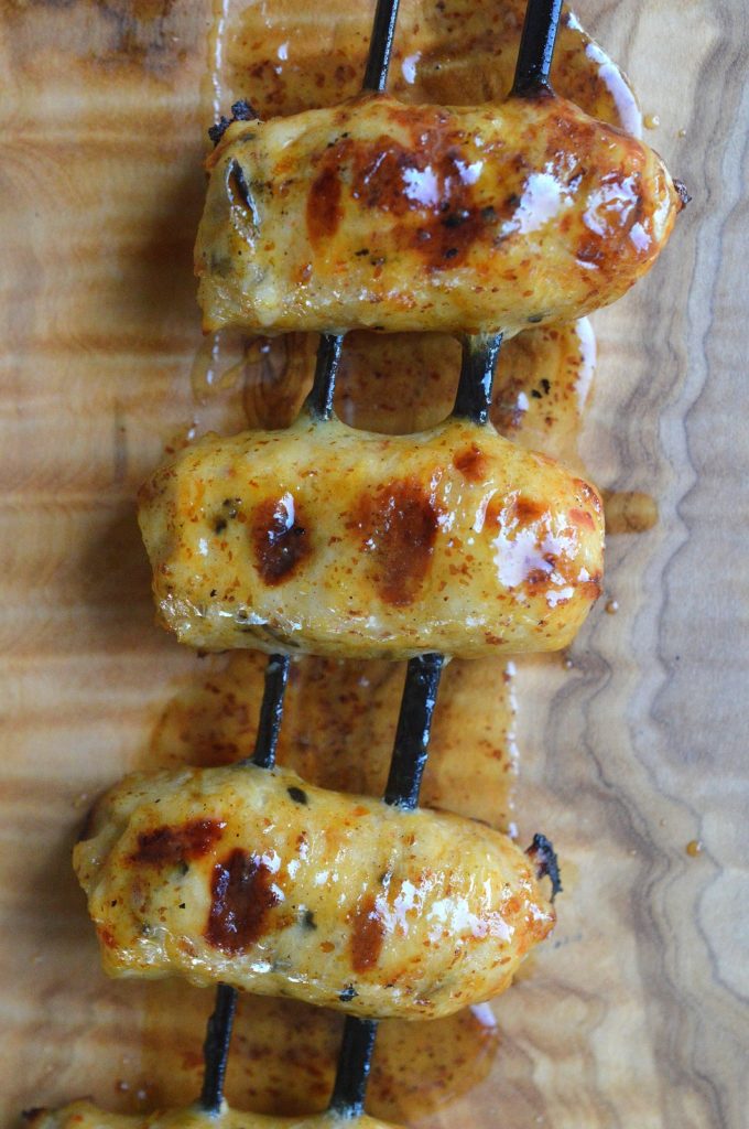 Honey Mustard Chicken Sausage Kebabs, YUM! 