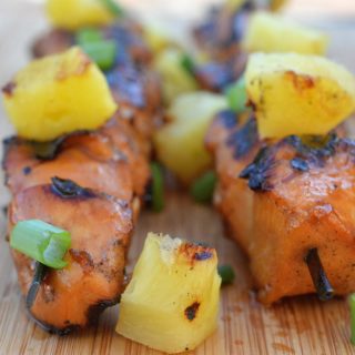 Hawaiian Chicken Skewers from Souffle Bombay. Great for a crowd!