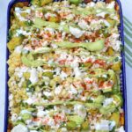 Mexican Street Corn Salad featuring avocados Cojita cheese, Mexican table cream & a Spicy Creamy Guacamole Dip Drizzle