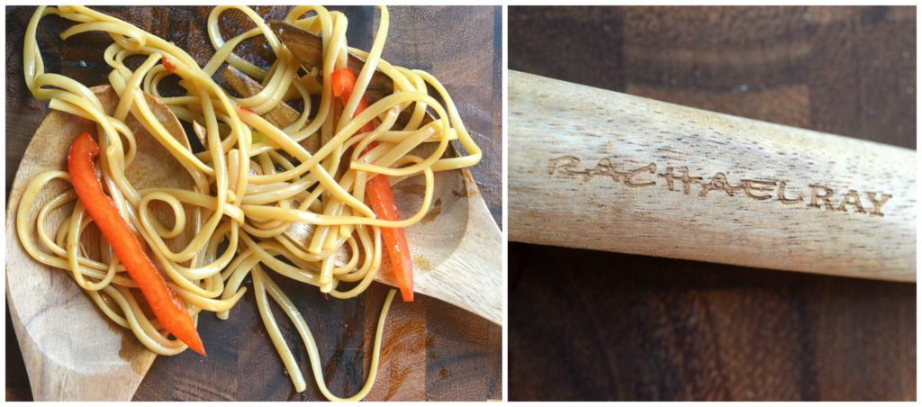 Spicy Asian Noodles pictured with Rachael Ray Salad Set from potasandpans.com