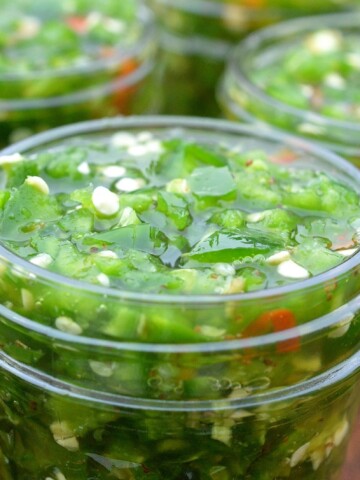Jalapeno Relish made by quick pickling, ready overnight and lasts for weeks. Makes a great food gift!
