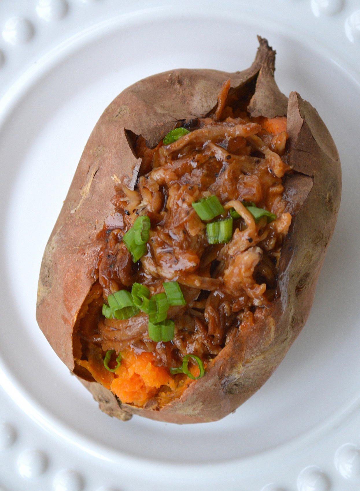 Pulled Pork Stuffed Sweet Potato. SO good together!