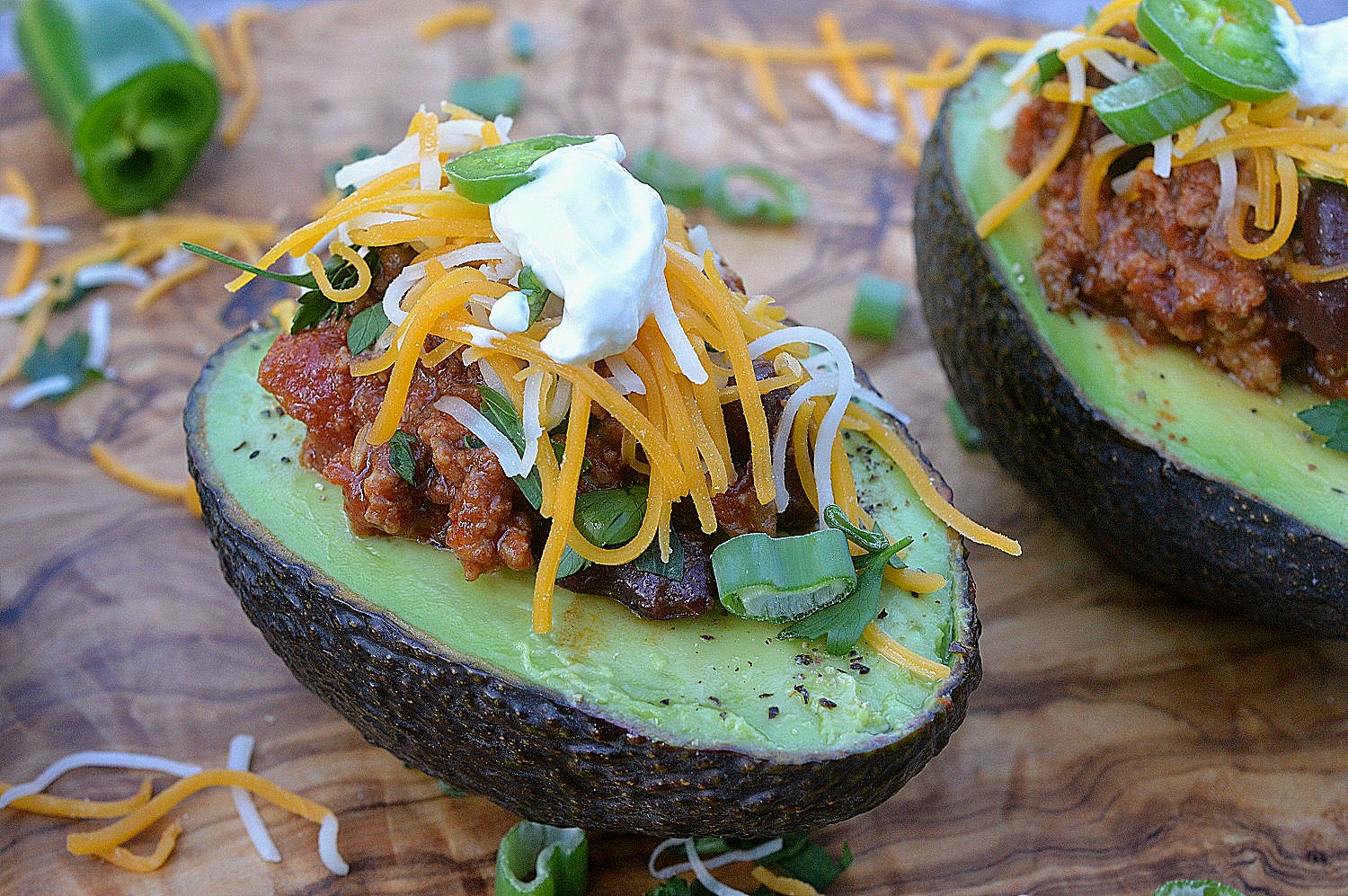 Loaded Chili Stuffed Avocado