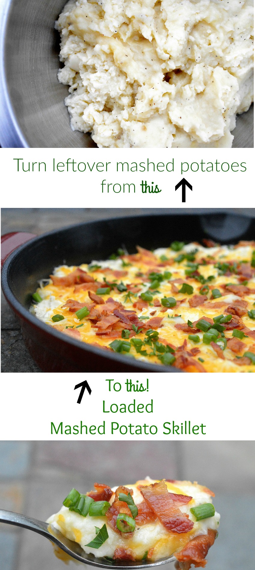 Loaded Mashed Potato Skillet - The BEST use for leftover mashed potatoes! 