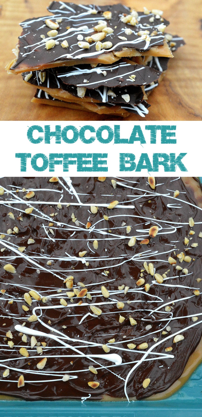 Chocolate Toffee Bark makes a great food gift or addition to a cookie tray!