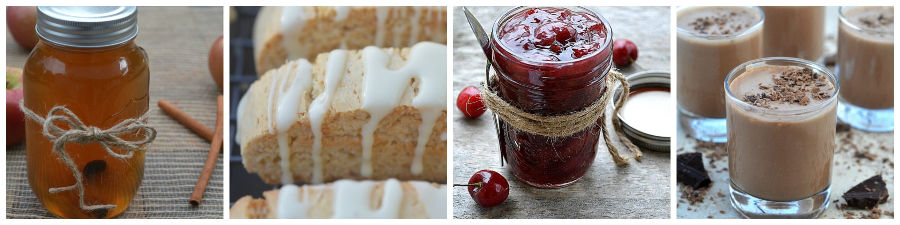 Food Gifts - Apple Pie Moonshine, Eggnog Biscotti, Bourbon Cherry Pie Filling and Chocolate Liquor aka Chocolate Moonshine