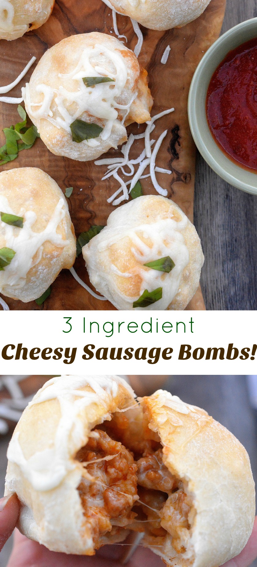 Cheesy Sausage Bombs! warm pizza dough filled with hot or sweet Italian sausage and Mozzarella cheese...Yum! 