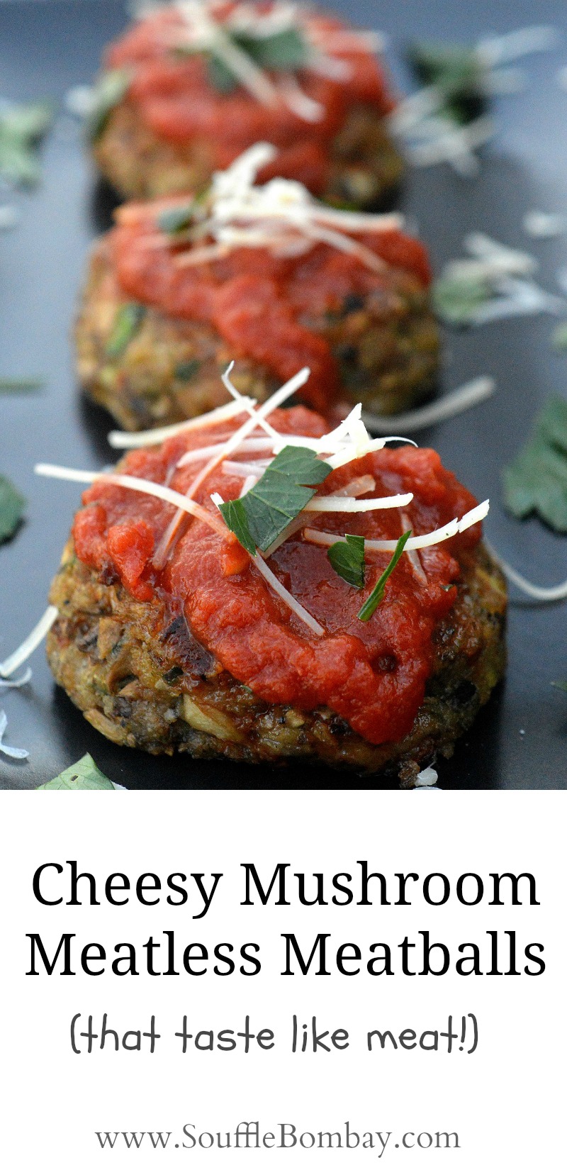 Cheesy Mushroom Meatless Meatballs. Full of flavor...You won't believe they are meatless!