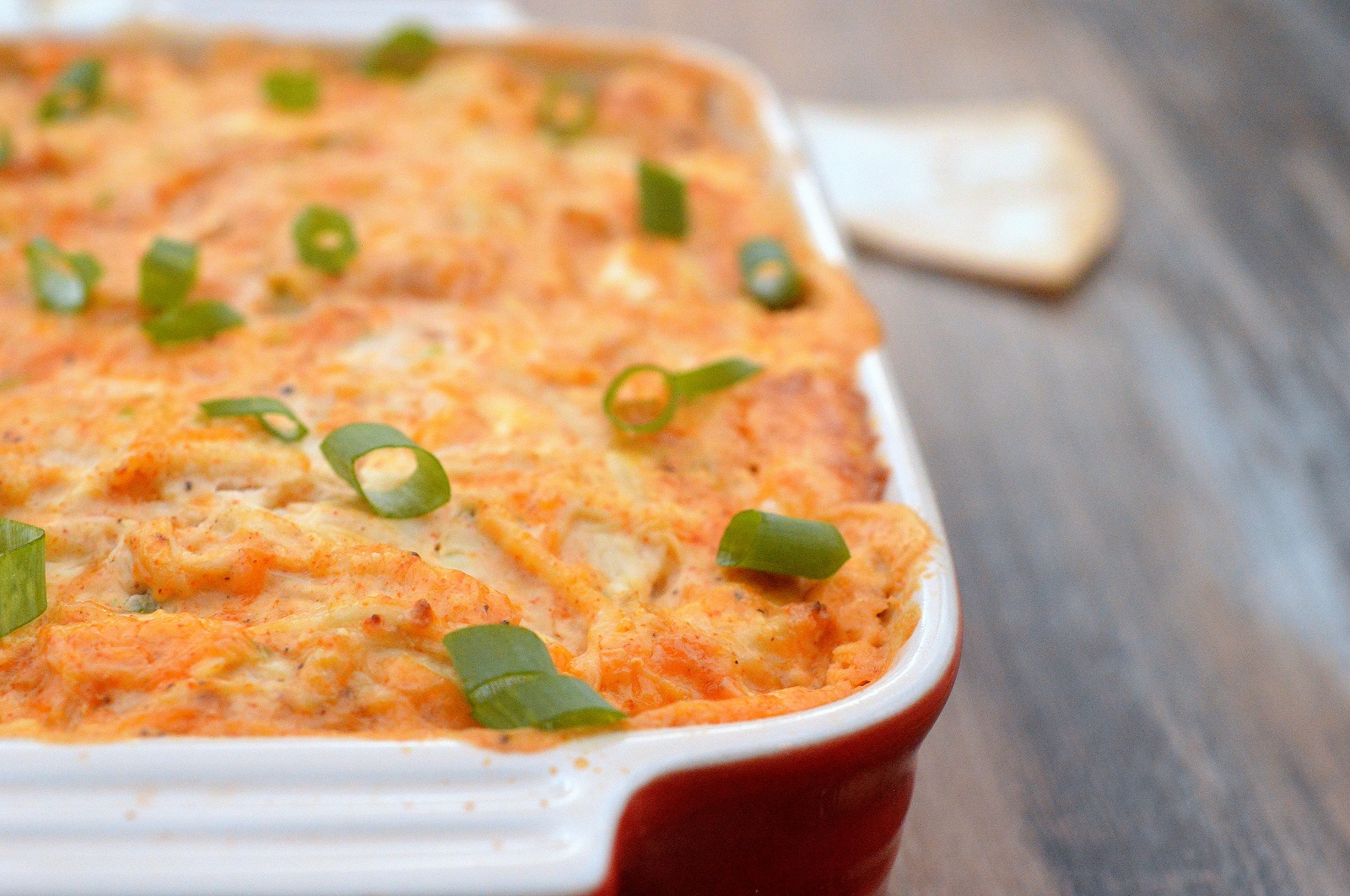 Chicken Taco Dip in a baking dish