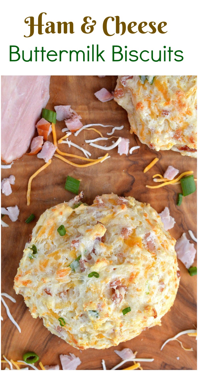 Ham & Cheese Buttermilk Biscuits - A delicious way to use up leftover ham!