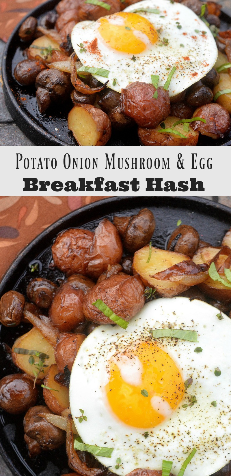 Potato Onion Mushroom and Egg Breakfast Hash Whole 30 Approved