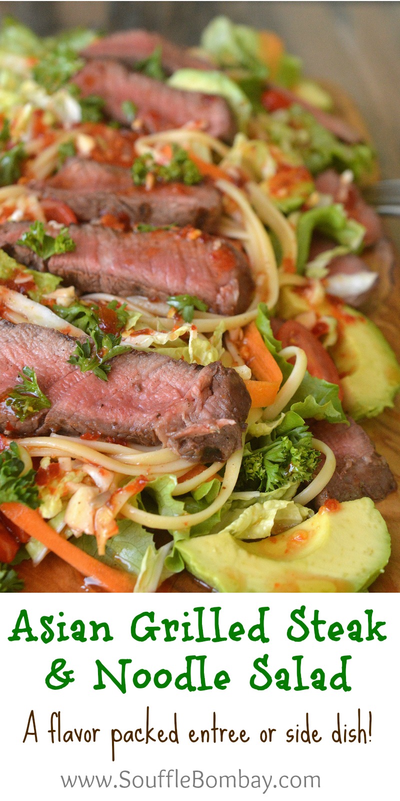 Asian Noodle Salad with slices of steak. An impressive & flavor packed entrée or side dish! Asian Salad with Beef recipe.