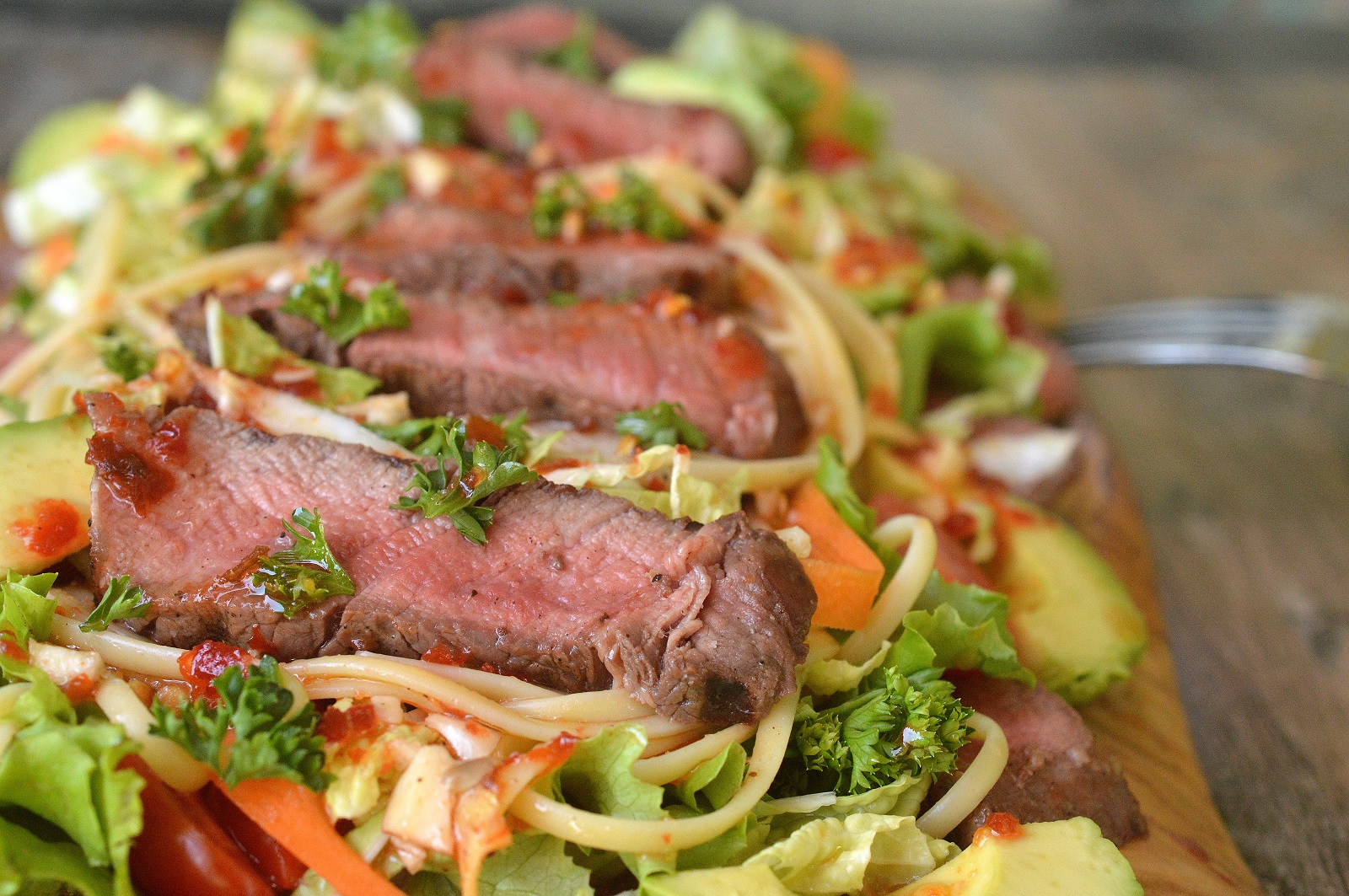 Asian Noodle Salad recipe with steak is a delicious and different BBQ side dish