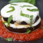 Grilled Eggplant Parmesan. A lightened up version of the original perfect for grilling season! Low carb & gluten free recipe.