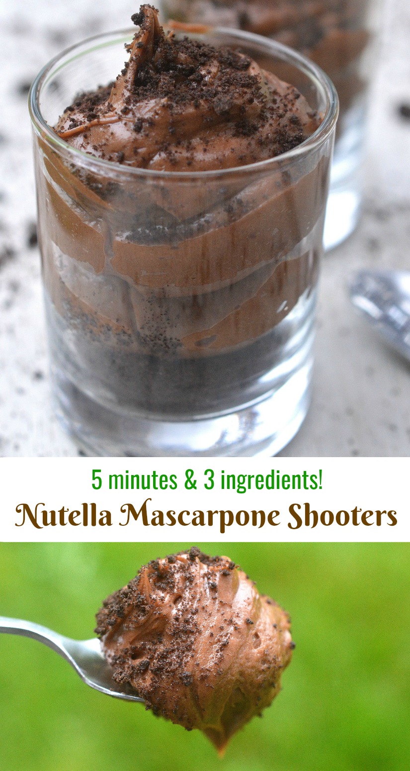 3 Ingredient Nutella Mascarpone Shooters, creamy, OMG delicious and just 5 minutes to make!