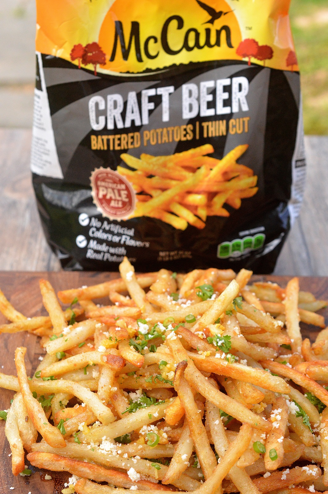 Beer Battered Garlic & Parmesan French Fries Seriously yummy & Easy to make using frozen beer battered fries!