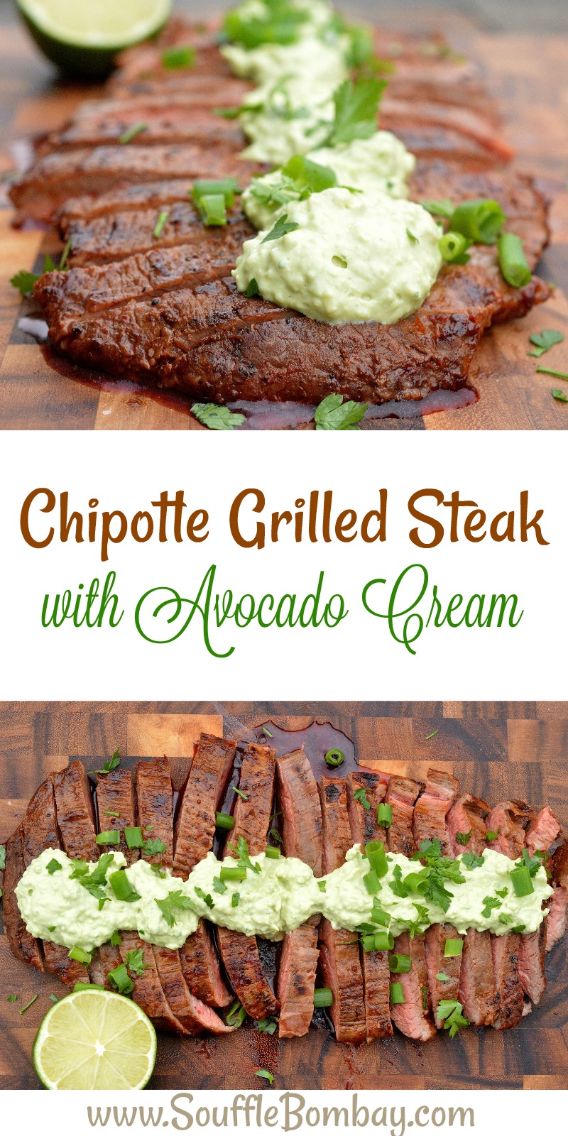 Chipotle Grilled Steak with Avocado Cream A delicious way to dress up a steak that will impress!