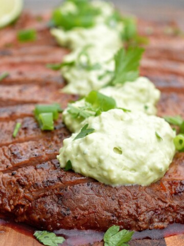 Chipotle Grilled Steak with Avocado Cream A delicious way to enjoy a steak!